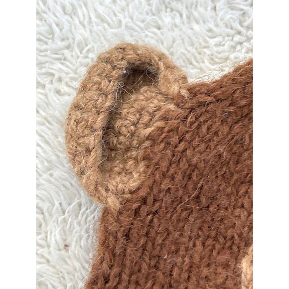 Bear Beanie Hat Brown Alpaca Fleece Lined 3D Made in Bolivia - Picture 4 of 8